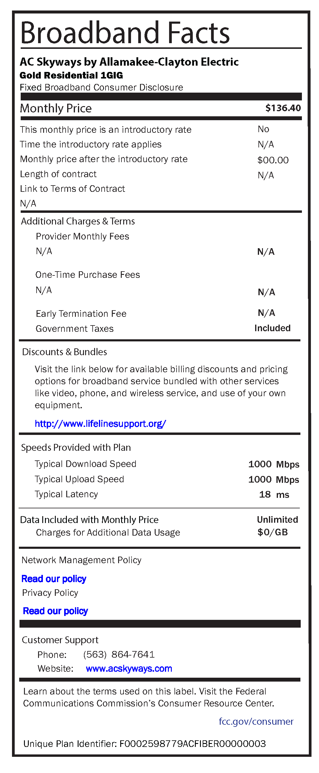 Residential Gold Fiber Label